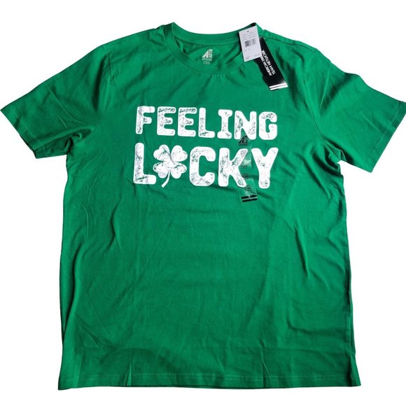 Mens NWT XL St Patricks Day Feeling Lucky Short Sleeve Tee Shirt - Picture 1 of 7